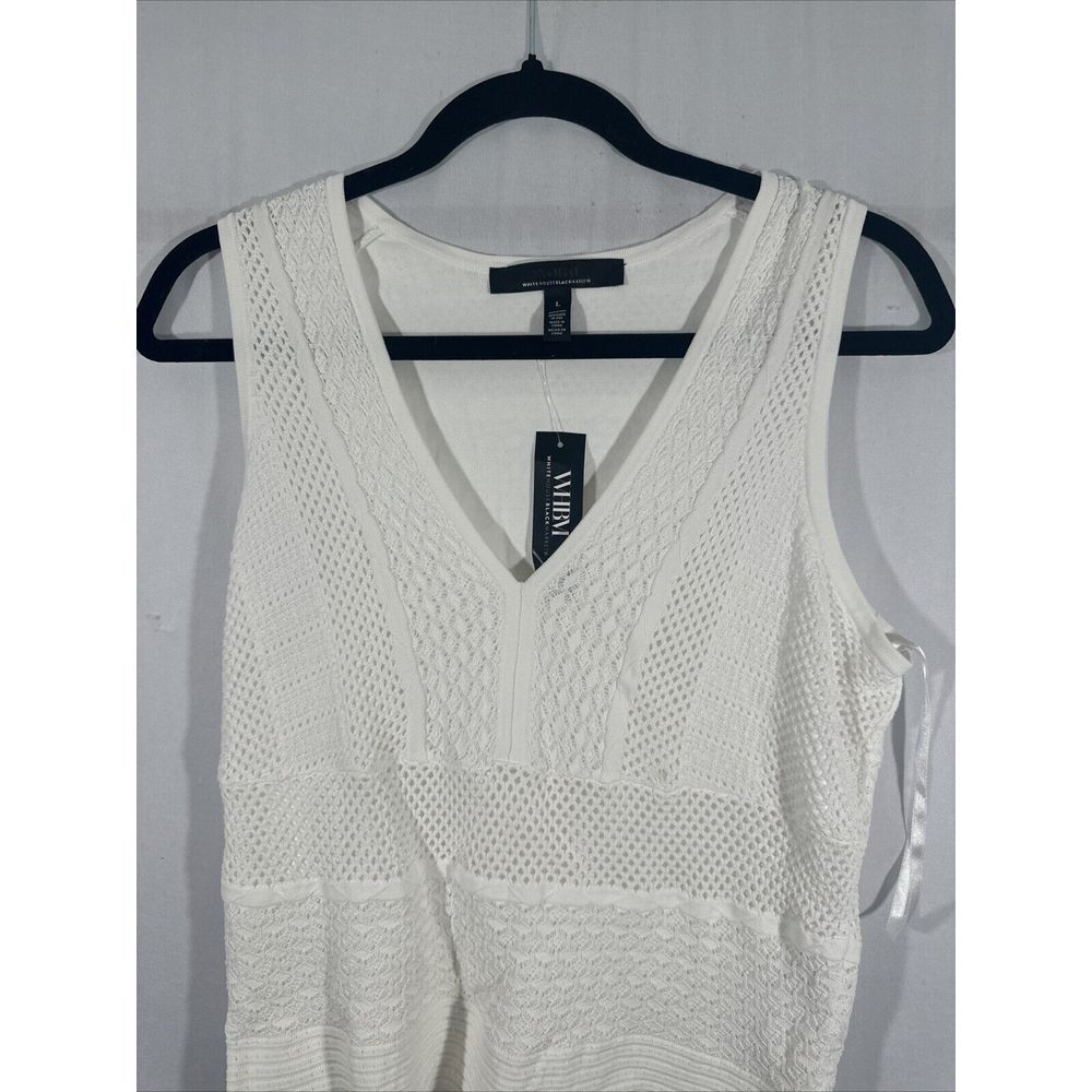 NWT $79 White House Black Market [ L ]‎ Pointelle V Neck Tank White #6330 - Picture 2 of 11